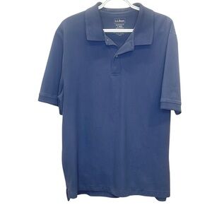 L.L.‎ Bean Blue Casual Polo T-Shirt Men's Size Large 100% Cotton